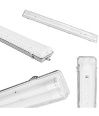 Plafoniera Doppia Per Tubi Led T8 In Plastica Da 150cm Trasparente Impermeabile         