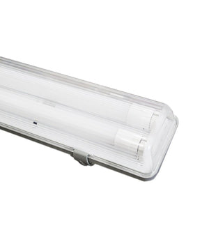Plafoniera Doppia Per Tubi Led T8 In Plastica Da 150cm Trasparente Impermeabile         