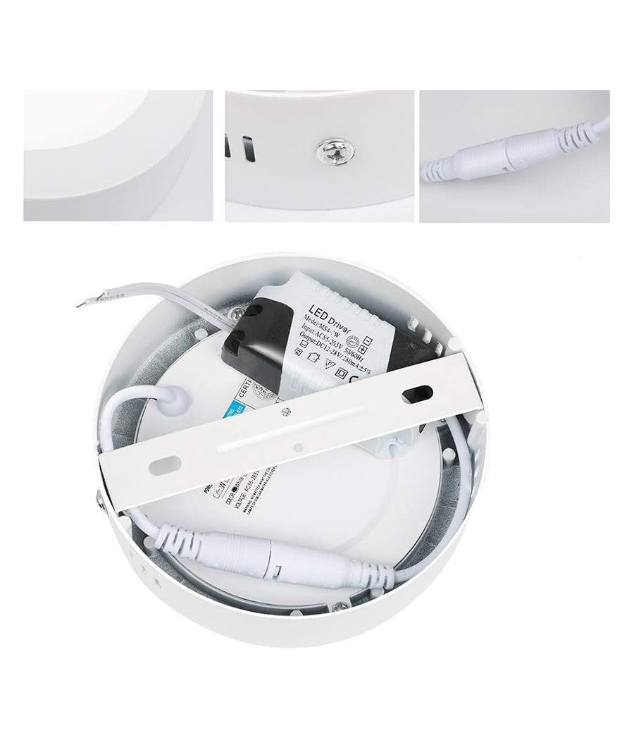 Plafoniera Faretto Pannello Soffitto Led Luce Freddo 12w Quadrato Tondo  -bianco Freddo  Tondo    -