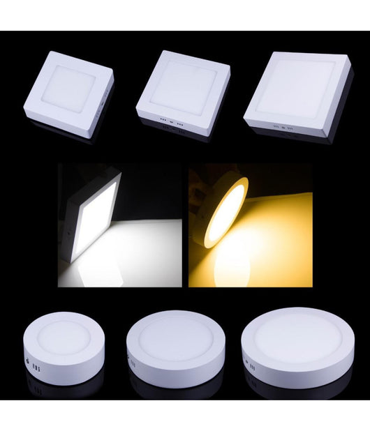 Plafoniera Faretto Pannello Soffitto Led Luce Freddo 12w Quadrato Tondo         