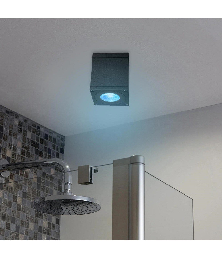 Plafoniera Faretto Quadrato Soffitto Impermeabile Gu10 Vasca Box Doccia Bagno 230v         