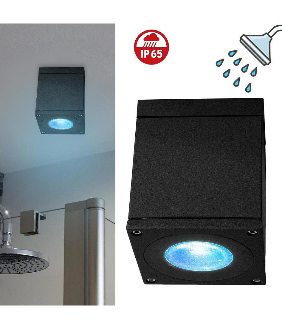 Plafoniera Faretto Quadrato Soffitto Impermeabile Gu10 Vasca Box Doccia Bagno 230v         