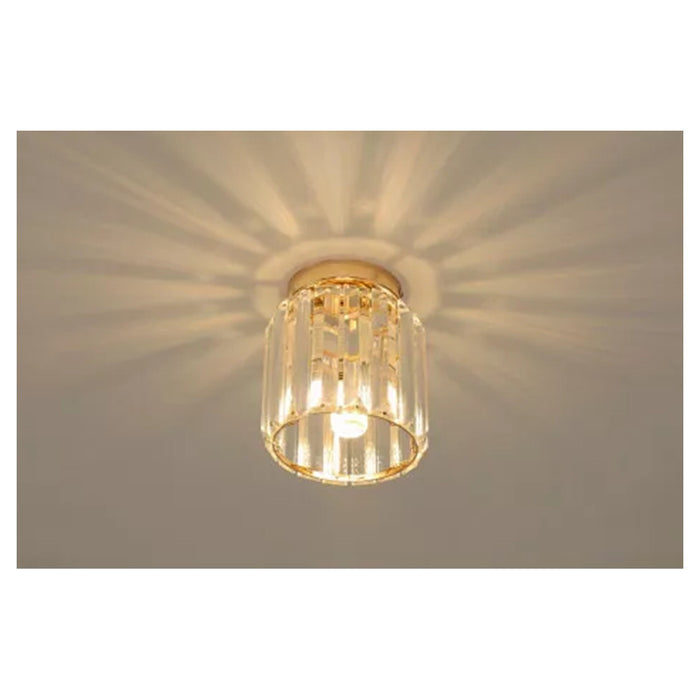 Trade Shop - Plafoniera Lampadario Da Soffitto A Cilindro Oro E27 In Cristallo Design Elegante         