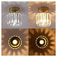 Trade Shop - Plafoniera Lampadario Da Soffitto A Cilindro Oro E27 In Cristallo Design Elegante         