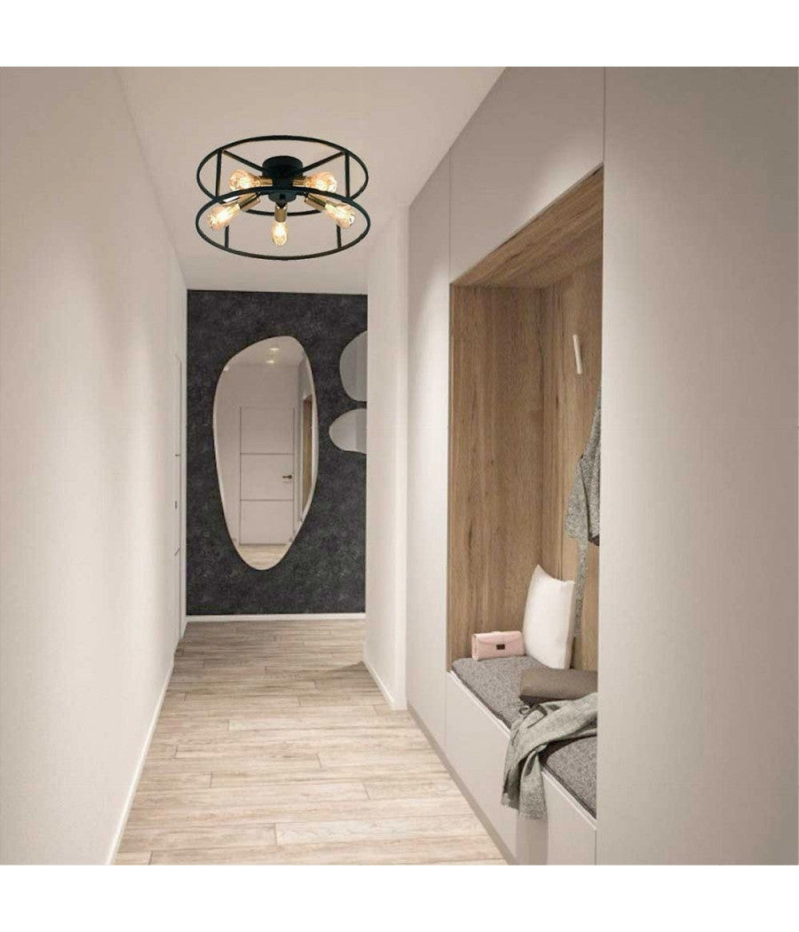 Plafoniera Lampadario Da Soffitto Circolare Stile Industriale Lampada 5xe27 C71-5         