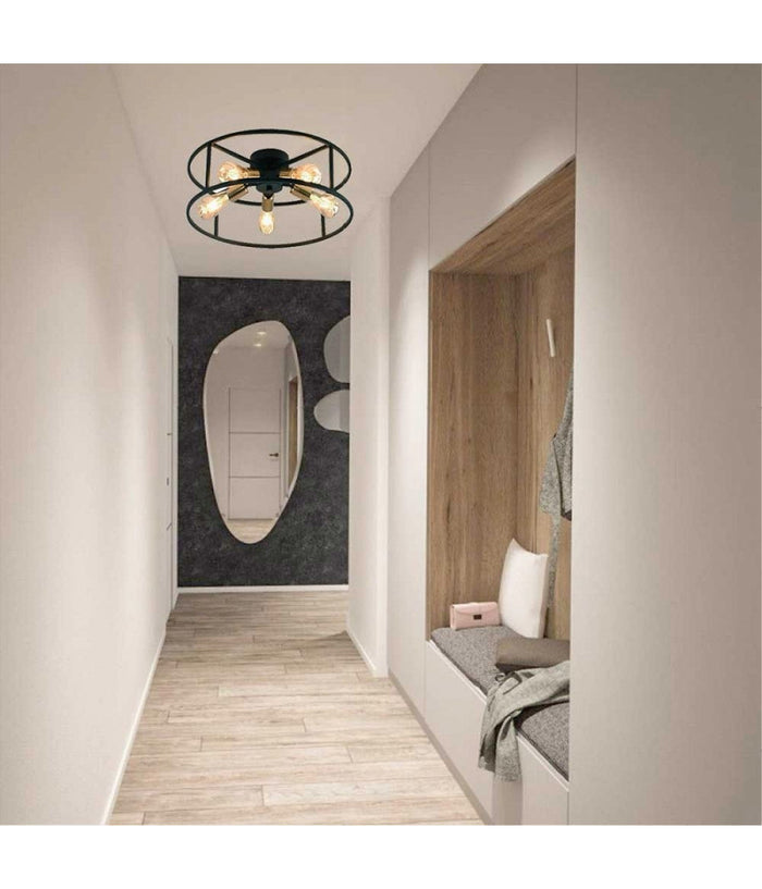 Plafoniera Lampadario Da Soffitto Circolare Stile Industriale Lampada 5xe27 C71-5         