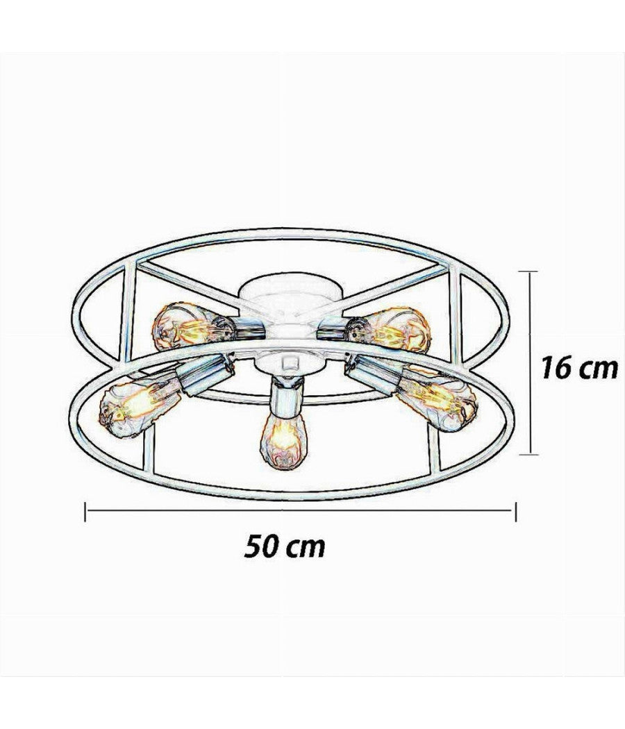 Plafoniera Lampadario Da Soffitto Circolare Stile Industriale Lampada 5xe27 C71-5         