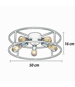 Plafoniera Lampadario Da Soffitto Circolare Stile Industriale Lampada 5xe27 C71-5         