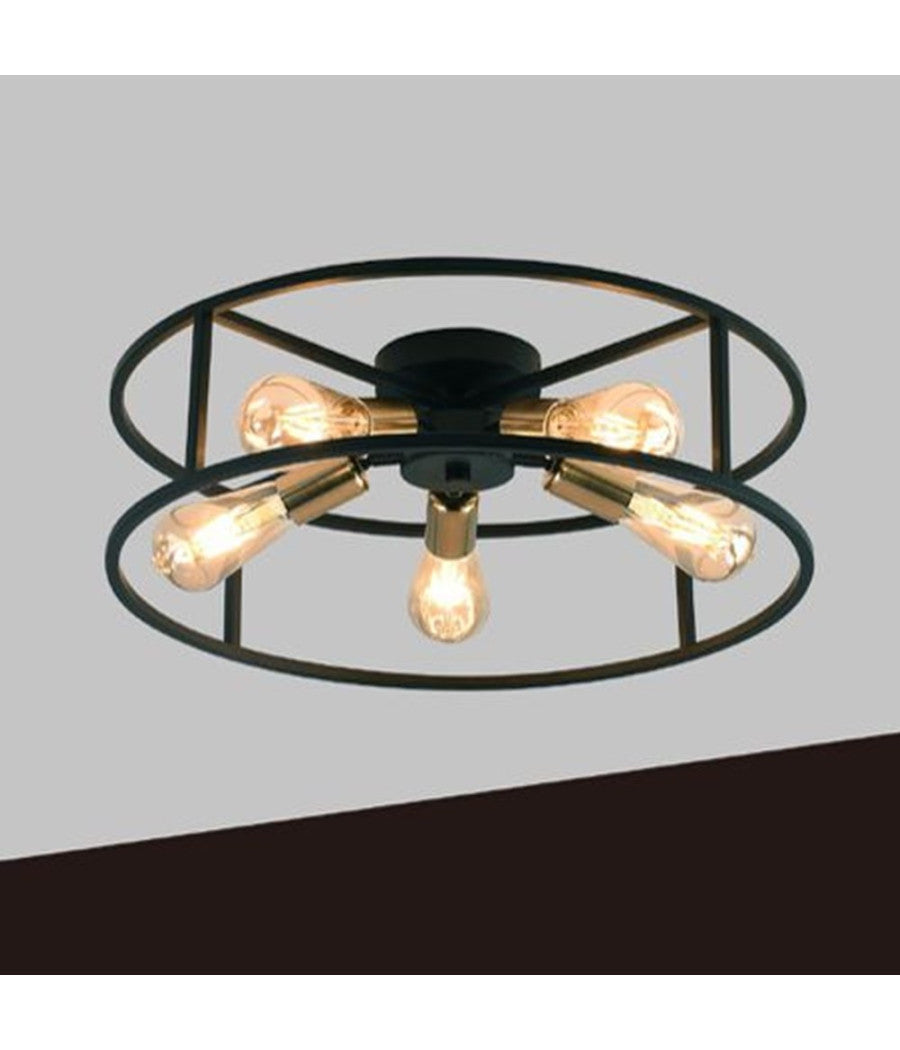 Plafoniera Lampadario Da Soffitto Circolare Stile Industriale Lampada 5xe27 C71-5         