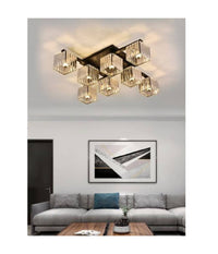 Plafoniera Lampadario Da Soffitto Design Moderno Con 8 Cubi E27 Cristallo C28-8         