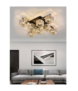 Plafoniera Lampadario Da Soffitto Design Moderno Con 8 Cubi E27 Cristallo C28-8         