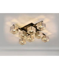 Plafoniera Lampadario Da Soffitto Design Moderno Con 8 Cubi E27 Cristallo C28-8         