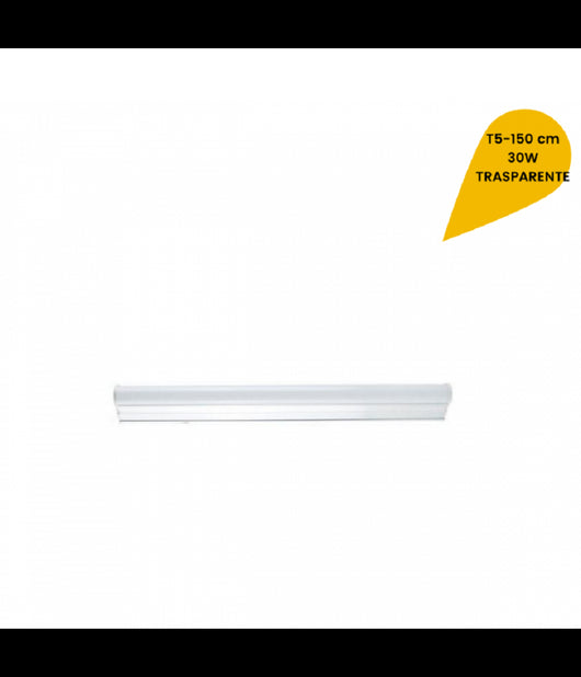 Plafoniera Led Neon T5 Sottopensile Vetro Trasparente 30 Watt 150 Cm  -bianco Freddo      -