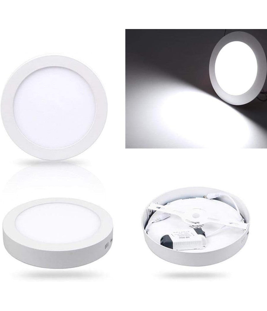 Plafoniera Led Tonda O Quadrata Da Superficie Pannello Da 25w Caldo Freddo Natur  -bianco Freddo  Tondo    -