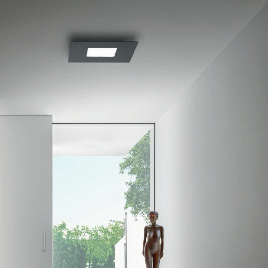 Plafoniera moderna gea luce bilde pg 56w led 220v alluminio lampada soffitto parete, finitura metallo nero opaco