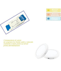 Plafoniera Pannello Led 6w Cct 3 Colorazione Luce Fredda Calda Naturale P120b-t3c         