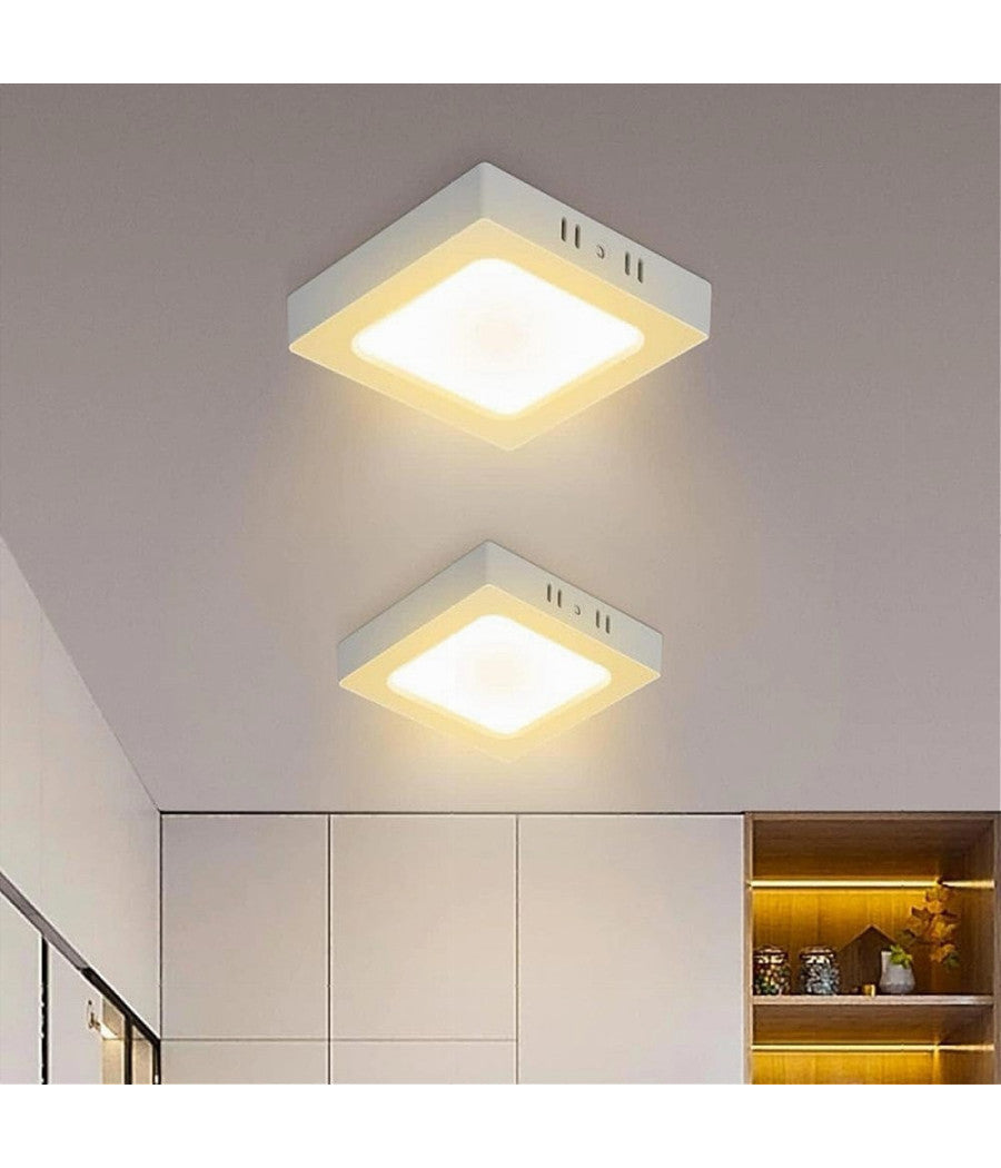 Plafoniera Pannello Led Quadrato 6 Watt Cct Tre Colorazione Di Luce P120b-q3c         