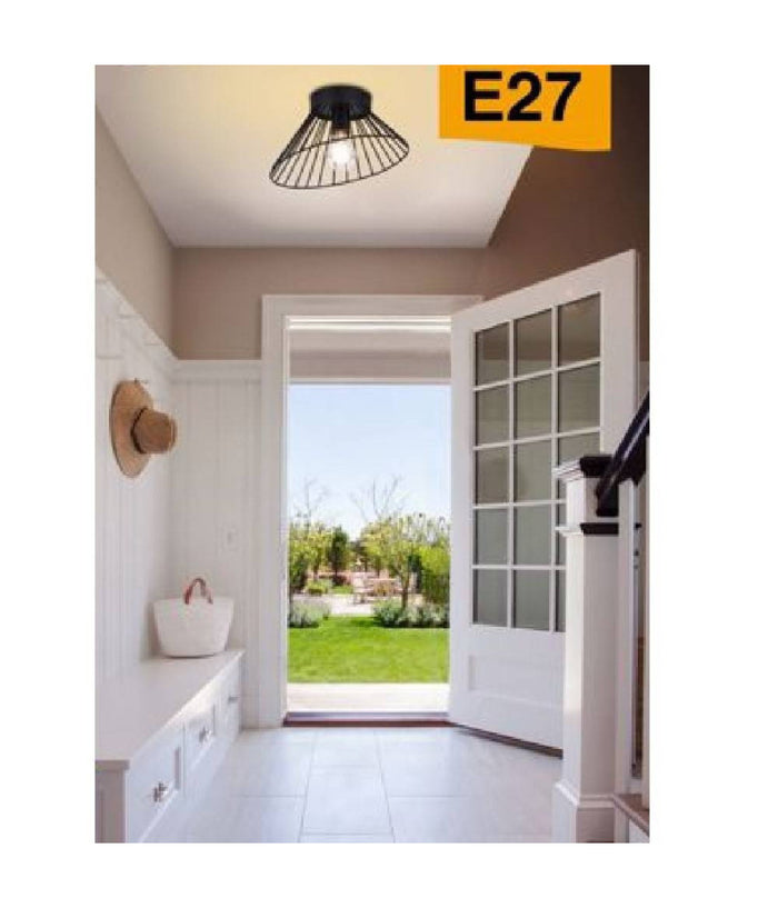 Plafoniera Paralume Metallo Lampadario Lampada E27 Decorativa Contemporanea C70         