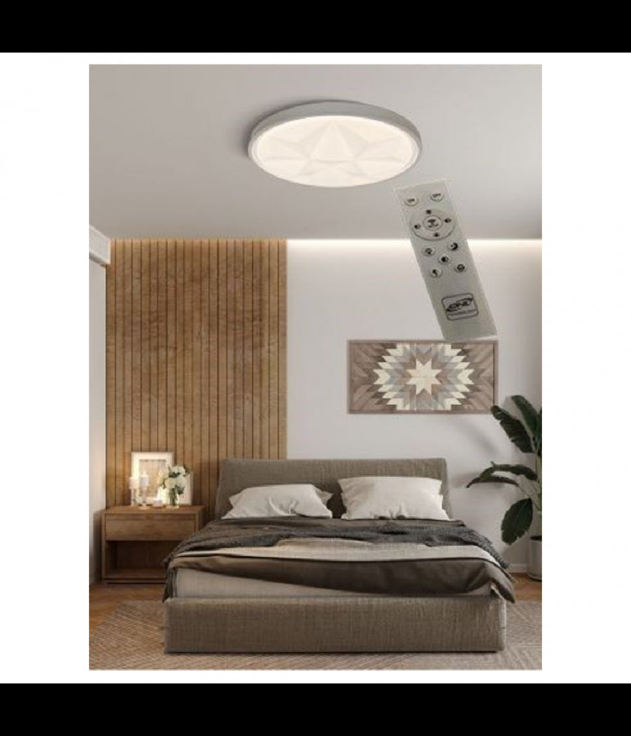 Plafoniera Smart Diamond Led 60w Dimmerabile Moderno Tondo Luce 6500k 4000k  -bianco Naturale      -