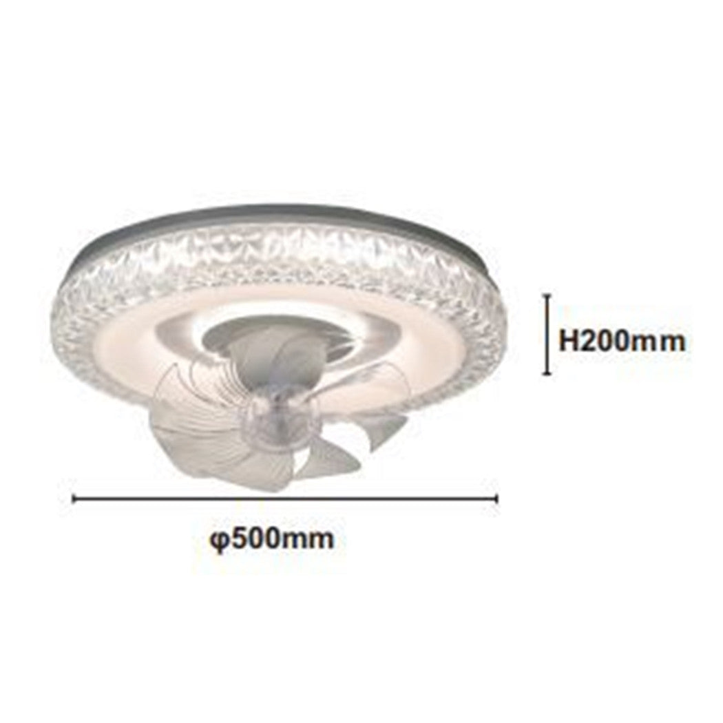 Trade Shop - Plafoniera Soffitto Tonda Cristalli Ventola Lampada Ventilatore Luce 3200k-6500k 33238         