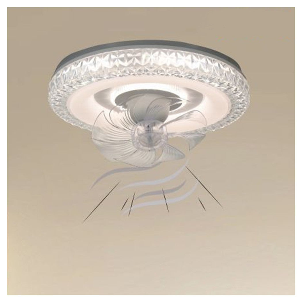 Trade Shop - Plafoniera Soffitto Tonda Cristalli Ventola Lampada Ventilatore Luce 3200k-6500k 33238         