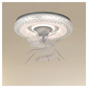 Trade Shop - Plafoniera Soffitto Tonda Cristalli Ventola Lampada Ventilatore Luce 3200k-6500k 33238         