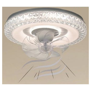 Trade Shop - Plafoniera Soffitto Tonda Cristalli Ventola Lampada Ventilatore Luce 3200k-6500k 33238         