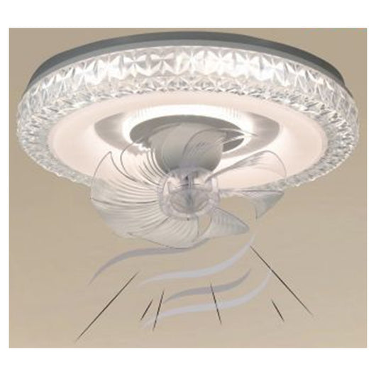 Trade Shop - Plafoniera Soffitto Tonda Cristalli Ventola Lampada Ventilatore Luce 3200k-6500k 33238         