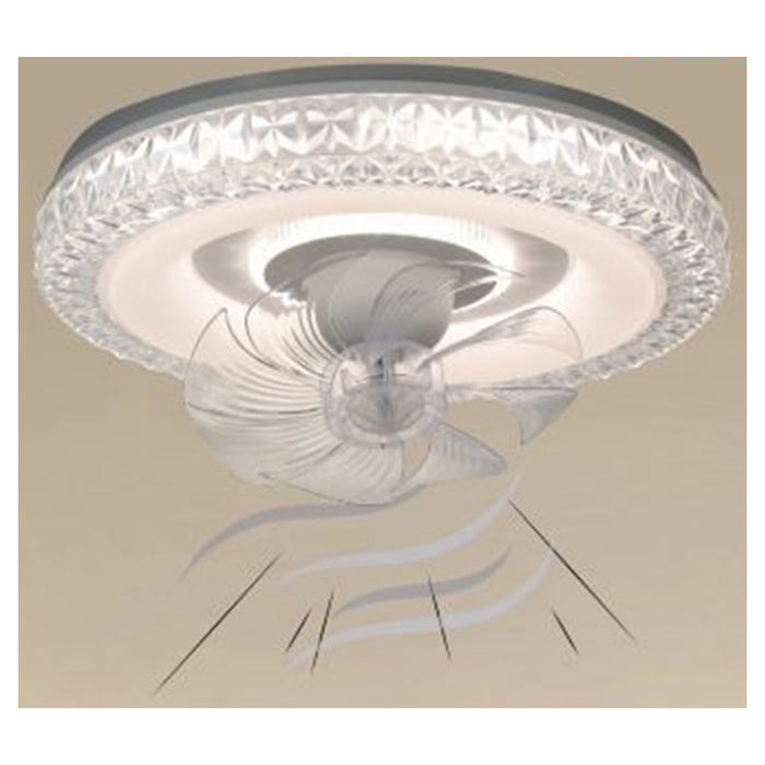 Trade Shop - Plafoniera Soffitto Tonda Cristalli Ventola Lampada Ventilatore Luce 3200k-6500k 33238         