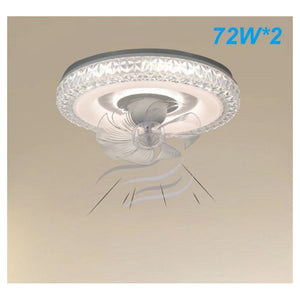 Trade Shop - Plafoniera Soffitto Tonda Cristalli Ventola Lampada Ventilatore Luce 3200k-6500k 33238         