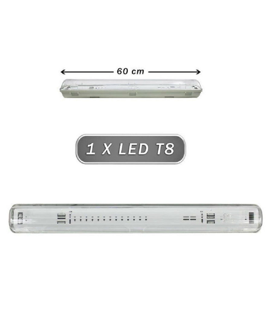 Plafoniera Stagna 1 Neon Led Tubo T8 G13 60cm 220v Parete Soffitto Ip65 T8-60ss         