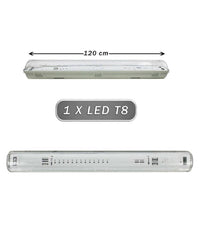 Plafoniera Stagna 1 Neon Led Tubo T8 G13 Da 120 Cm Parete Soffitto Ip65 T8-120ss         