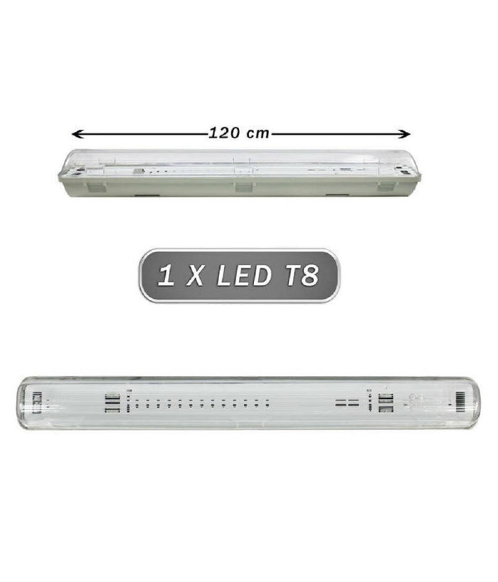 Plafoniera Stagna 1 Neon Led Tubo T8 G13 Da 120 Cm Parete Soffitto Ip65 T8-120ss         