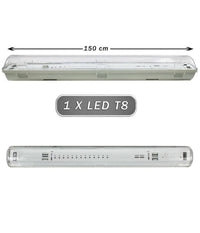Plafoniera Stagna 1 Neon Led Tubo T8 G13 Da 150cm Parete Soffitto Ip65 T8-150ss         