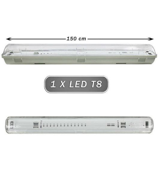 Plafoniera Stagna 1 Neon Led Tubo T8 G13 Da 150cm Parete Soffitto Ip65 T8-150ss         
