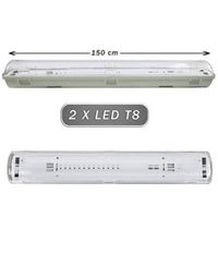 Plafoniera Stagna 2 Neon Led Tubo T8 G13 150 Cm Da Parete Soffitto Ip65 T8-150s         