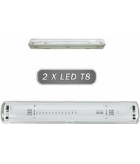 Plafoniera Stagna 2 Neon Led Tubo T8 G13 150 Cm Da Parete Soffitto Ip65 T8-150s         
