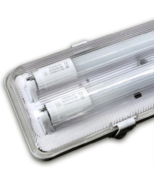 Plafoniera Stagna Completa Di 2 Tubo Neon A Led 150cm Per Soffitto Parete Ip65         