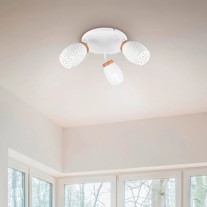 LÚZETE - PLAFONNIER 3 LUCI METALLO BIANCO E14 BIRKITA