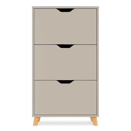 Plana - Scarpiera Salvaspazio 3 Ante 55x116x25 cm 18 Paia in Legno Tortora