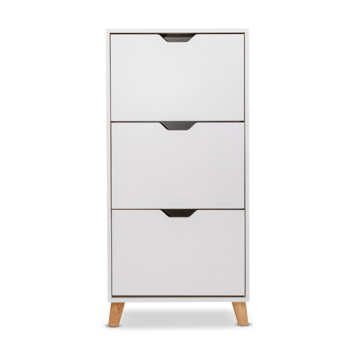 Plana - Scarpiera Salvaspazio 3 Ante 55x116x25 cm 18 Paia in Legno Bianco