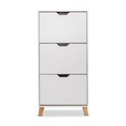 Plana - Scarpiera Salvaspazio 3 Ante 55x116x25 cm 18 Paia in Legno Bianco