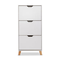 Plana - Scarpiera Salvaspazio 3 Ante 55x116x25 cm 18 Paia in Legno Bianco