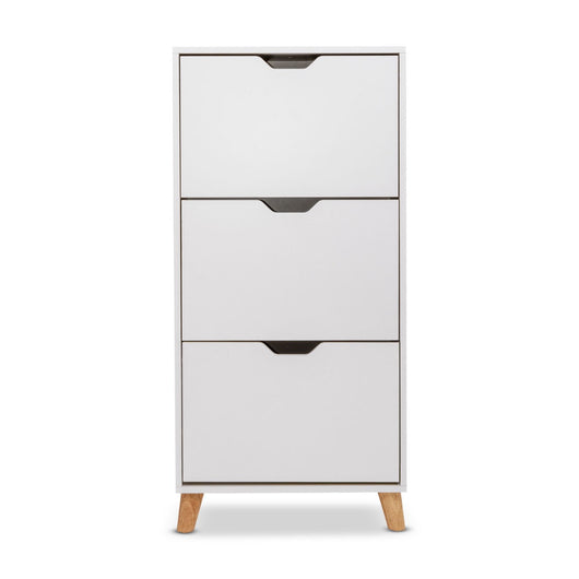 Plana - Scarpiera Salvaspazio 3 Ante 55x116x25 cm 18 Paia in Legno Bianco