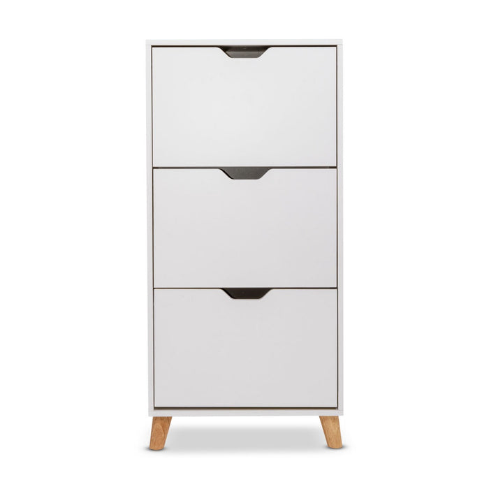 Plana - Scarpiera Salvaspazio 3 Ante 55x116x25 cm 18 Paia in Legno Bianco