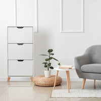 Plana - Scarpiera Salvaspazio 3 Ante 55x116x25 cm 18 Paia in Legno Bianco