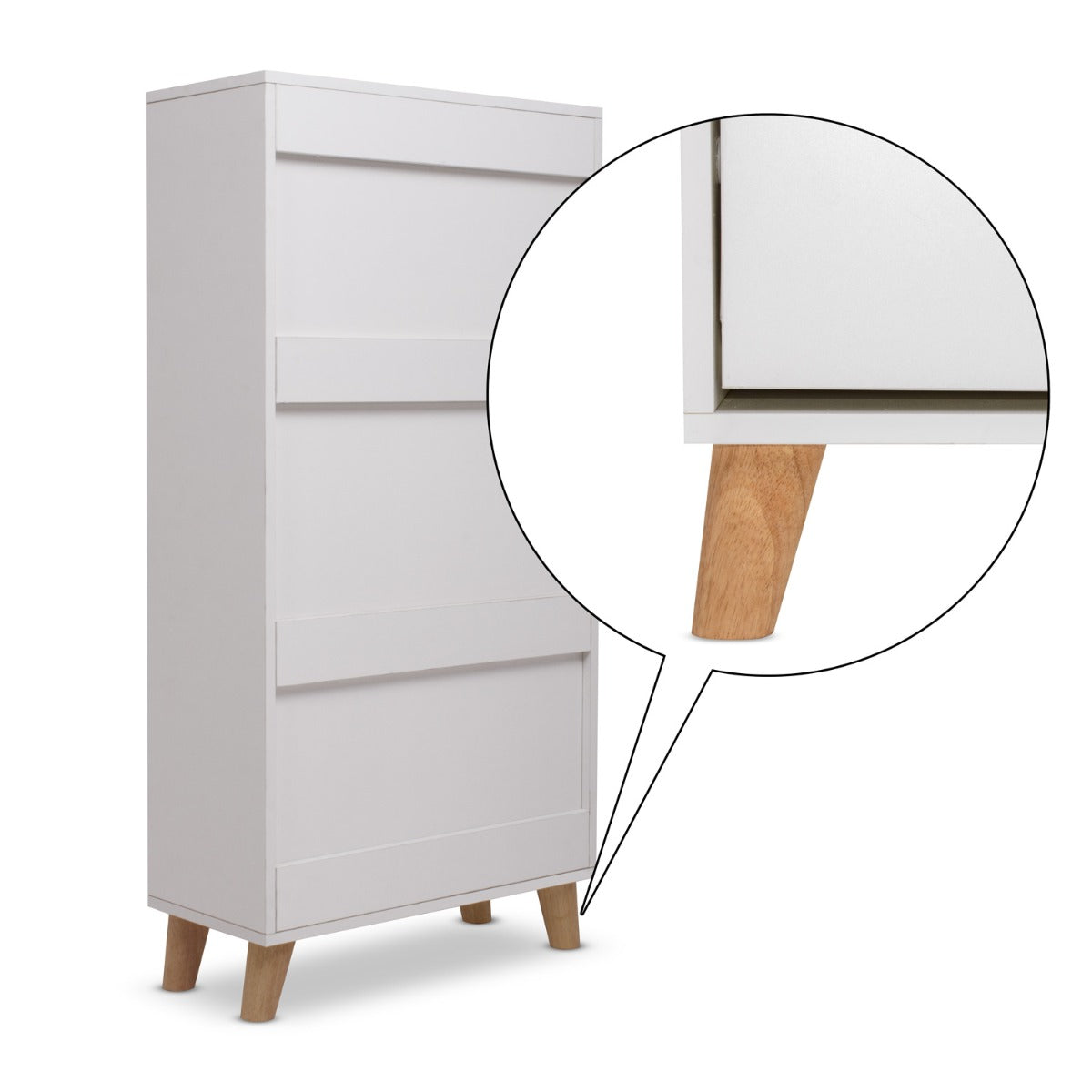 Plana - Scarpiera Salvaspazio 3 Ante 55x116x25 cm 18 Paia in Legno Bianco