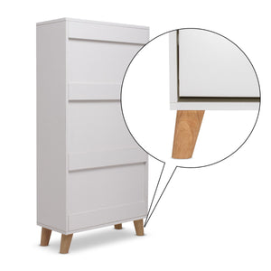 Plana - Scarpiera Salvaspazio 3 Ante 55x116x25 cm 18 Paia in Legno Bianco