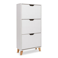 Plana - Scarpiera Salvaspazio 3 Ante 55x116x25 cm 18 Paia in Legno Bianco