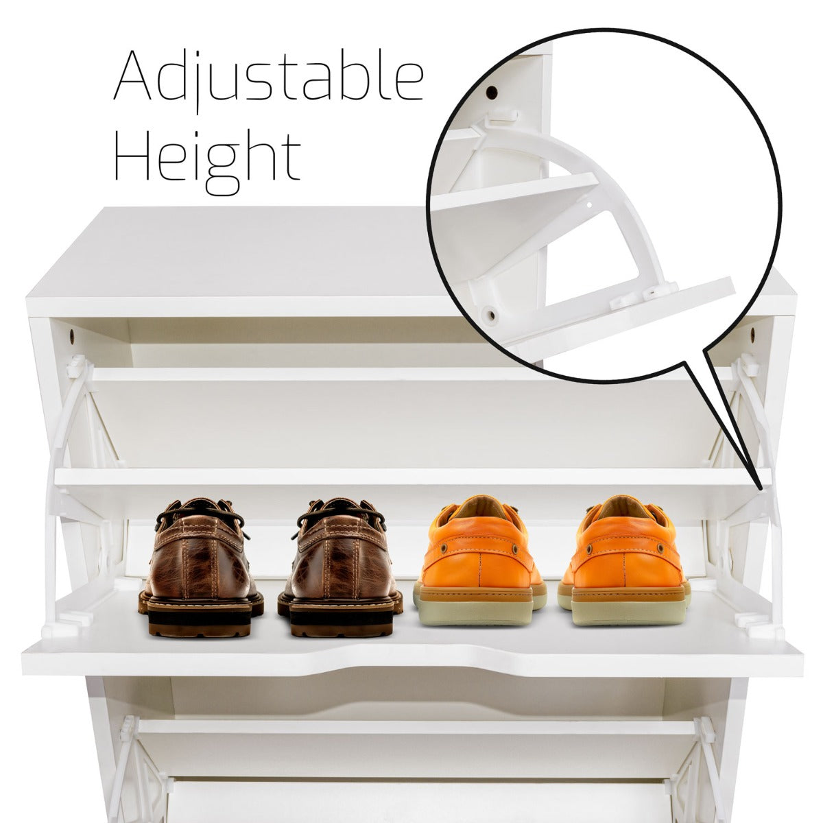 Plana - Scarpiera Salvaspazio 3 Ante 55x116x25 cm 18 Paia in Legno Bianco